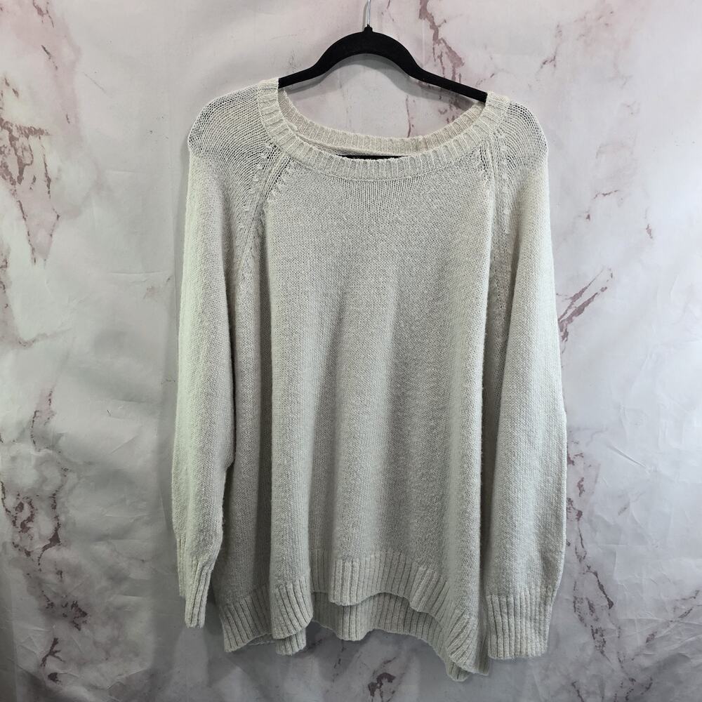 Old Navy Sweater Womens 2X Off White Cream Go Recycled Cozy Crew Neck